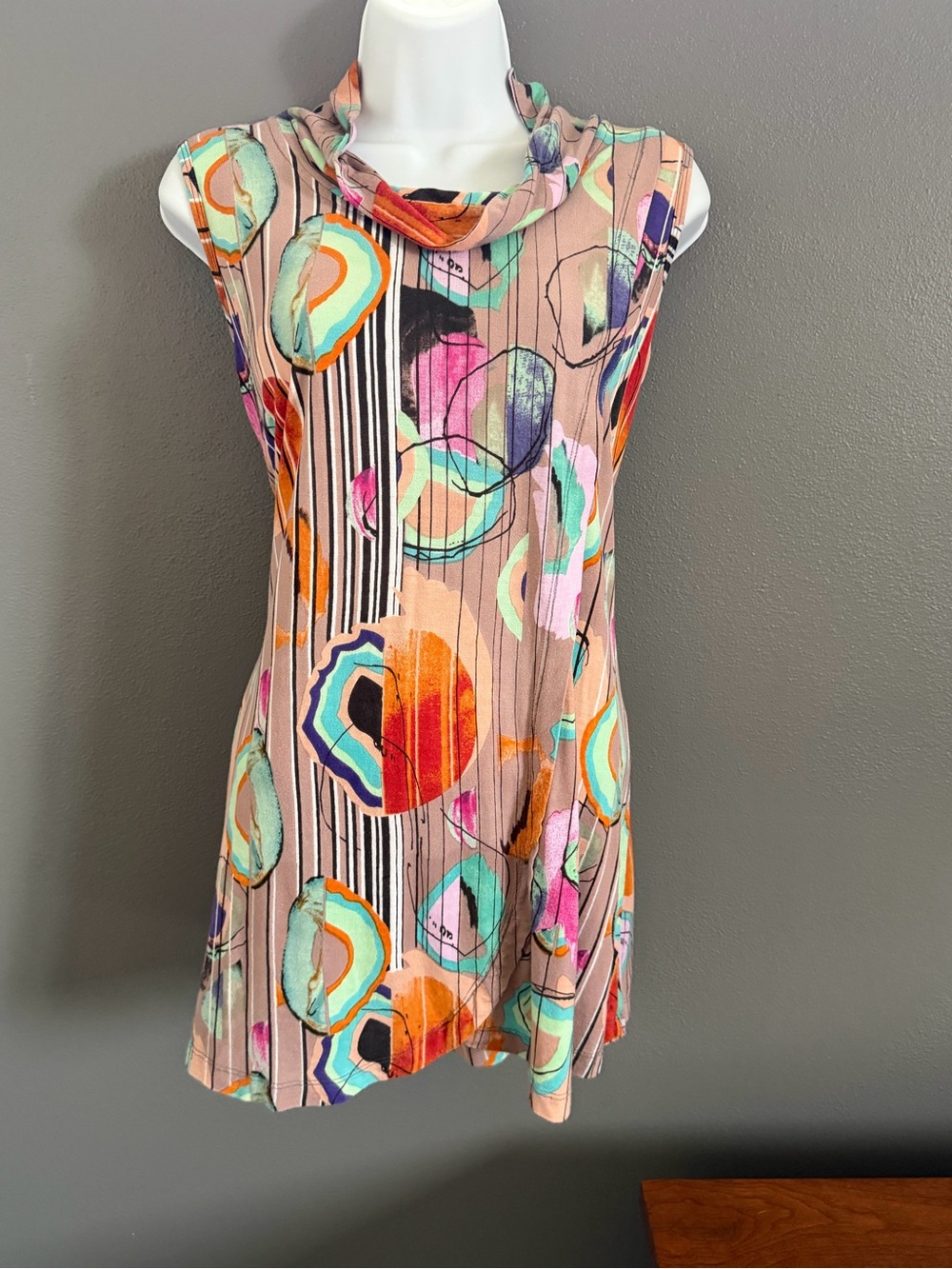 Parsley & Sage Colorful Floral Abstract Print Mini Dress - Purple, Green, Orange